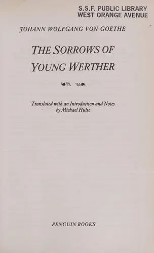 Cover of “The Sorrows of Young Werther” by Johann Wolfgang von Goethe